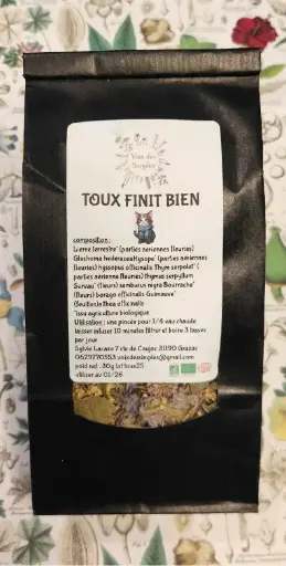 TOUX FINIT BIEN : Lierre terrestre, Hysope, Thym serpolet, Sureau, Bourrache, Guimauve