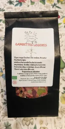 GAMBETTES LÉGÈRES : Vigne rouge, Noisetier, Achillée millefeuille, Souci officinal,Cassis